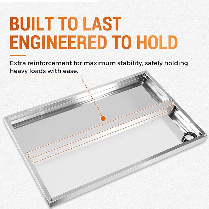 Stainless Steel Microwave Shelf Wall Mount Commercial 430 Steel Metal Rack Heavy Duty 150 lbs Floating Shelving Cord Management Hole for Kitchen Laundry Garage 24x18