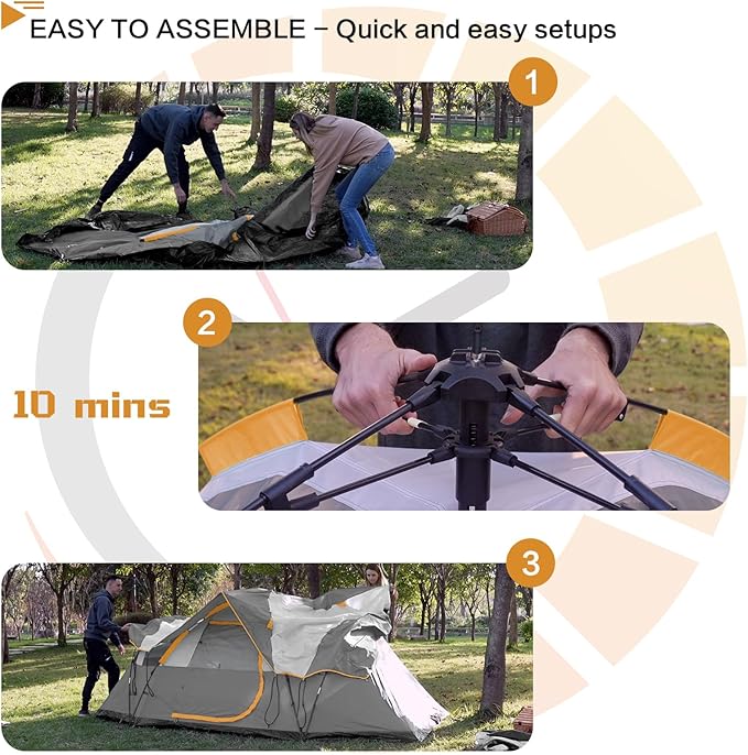 6 Person Family Camping TentWaterproof Windproof with Top RainflyEasy Set UpPop Up Tent for Outdoor Camping Hiking Trave