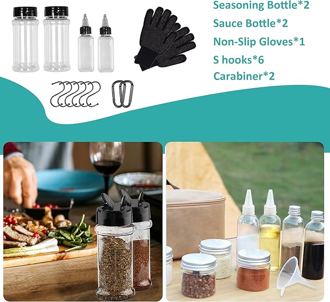 Camping Kitchen Utensil Set Outdoor Cooking Set Accessories Camping Cookware Kit for Travel RVs BBQs Stainless Steel Portable Camping Essentials Cooking Knife Set