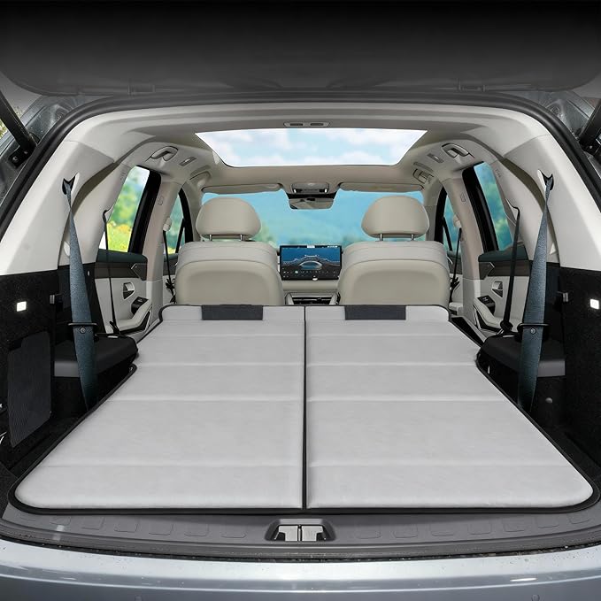 Car Air Mattress Upgrade from Non-Inflatable Foldable Mattress 75.6x51.2 Car Bed with Storage Bag Portable Thickened Sleeping Mattress for Camping Travel Beach Fits Most SUVs (Gray)