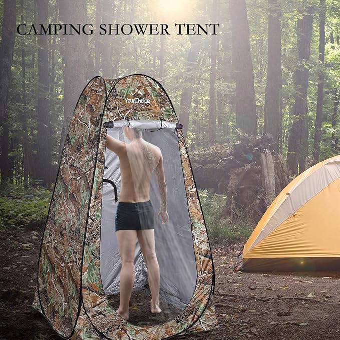 Your Choice Pop Up Privacy Shower Tent 3.9 x 3.9 x 6.2FT Portable Camping Changing Room Instant Setup Outdoor Shelter with Silver Coating Vent Window &amp Carry Bag for Beach Hiking &amp RV | Po