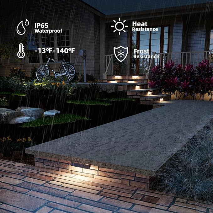 Teekuv 8 Pack 7 Inch Retaining Wall Lights 5W LED Hardscape Lighting 12V AC/DC Low Voltage Paver Lights Outdoor Waterproof 2700K Soft White Landscape Lighting for Walls Patio Yard ETL