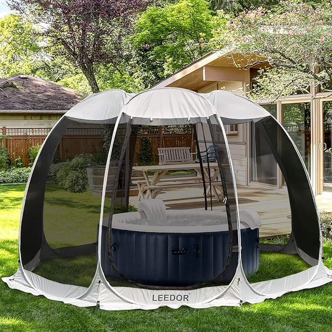 LEEDOR Pop Up Screen House 6-10-15 Person Outdoor Screen TentCamping Screen Room with Carry Bag Screened Gazebo with Mosquito Netting Instant UV Resistant Sun Shelter for Garden Patio Backyard