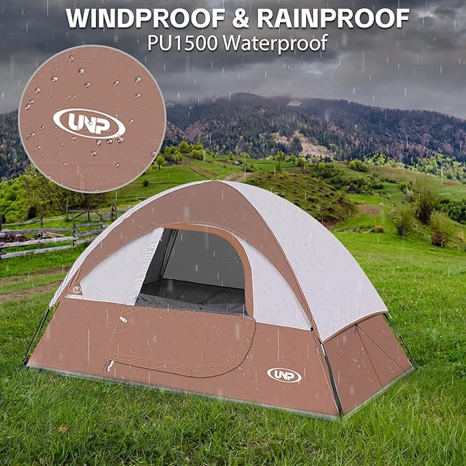 Camping Tent 2-4 Person Waterproof Windproof Tent with Rainfly Easy Set up-Portable Dome Tents for Camping…