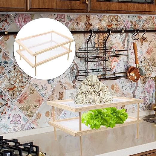 Double-Layer Spaghetti Rack Pasta Drying Stand Household Vegetable and Fruit Drying Rack Kitchen Storage Organizer for Homemade Noodle Preparation