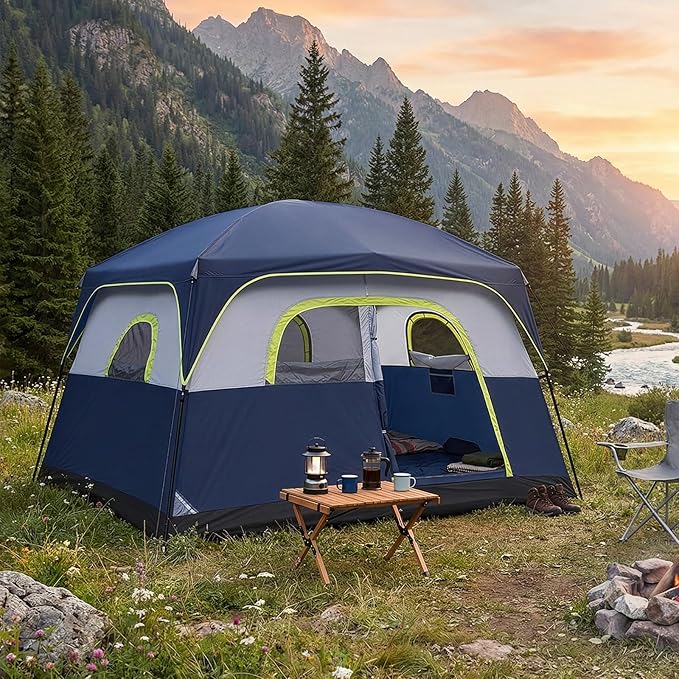 Outvita 6 Person Camping Tent with Carry Bag Waterproof Windproof Easy Setup Portable Family Camping Tent with 1 Mesh Door &amp 5 Large Mesh Windows 10'X9'X83in