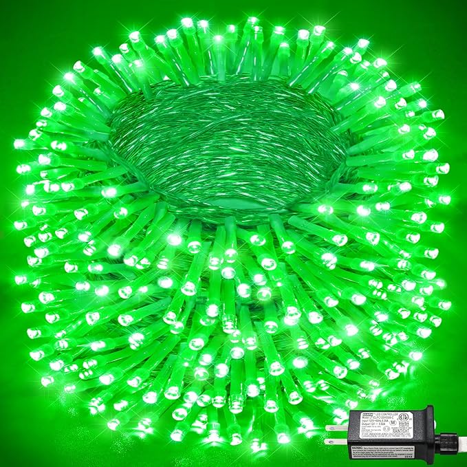 165FT 500 LED Outdoor String Lights Connectable St Patricks Day Lights Waterproof with 8 Modes Plug in Clear Wire Twinkle Lights for Indoor Bedroom Garden Wedding Patio Decorations Green