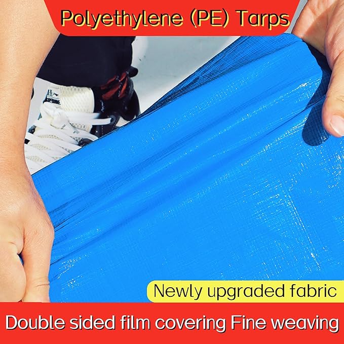 1 Pack Heavy Duty Waterproof Tarpaulin - Blue &amp Red Reinforced PE Tarp with Grommets10 Mil ThickUV Resistant Weatherproof Cover for Truck Camping &amp Construction (9 * 19FT)