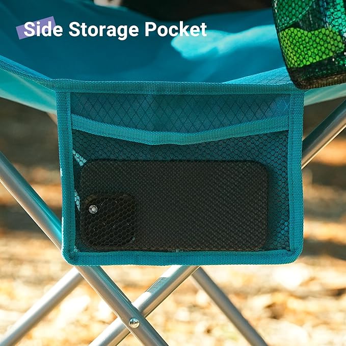 Camping Chairs Lawn Portable Foldable Camp Folding Lightweight Chair for Adults with Drink Holder and Cooler Pouch Outdoor for Camping Lawn Sports Picnic Beach Music Festival Blue