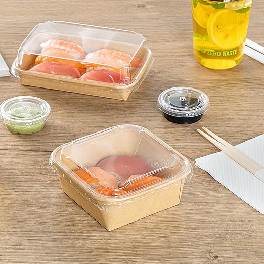 Restaurantware LIDS ONLY: Matsuri Vision 5.4 x 5.4 x 0.7 Inch Lids For Sushi Containers 100 Airtight Lids - Containers Sold Separately No-Fog Design Clear Plastic Lids For Sushi Boxes