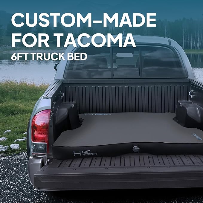 LOSTHORIZON Truck Bed Camping Air Mattress with Foam Self Inflating Sleeping Pad for Tacoma 6FT with Pump Sack 4.5 Thick