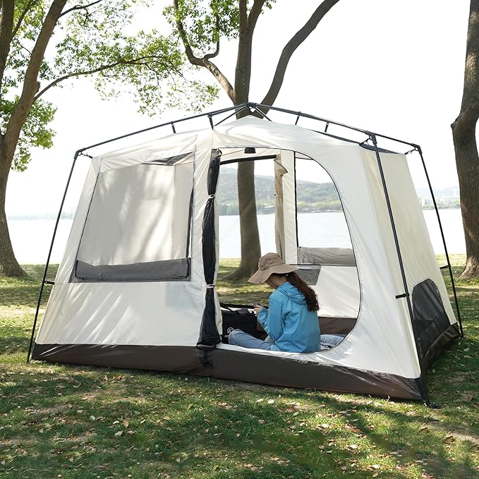 REDCAMP 6 Person Tent for Camping Parties Easy Setup Large Waterproof Windproof Family Cabin Tents with Porch 10'X7'X78in(H)