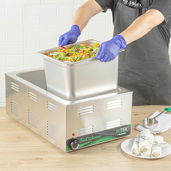 Restaurantware-Kitchen Tek 1/2 Half Size Steam Table Pans 6 Anti-Jam Steam Pans - Lids Sold Separately 8” Deep 24 Gauge Stainless Steel Hotel Pan Freezable for Catering Events and Parties