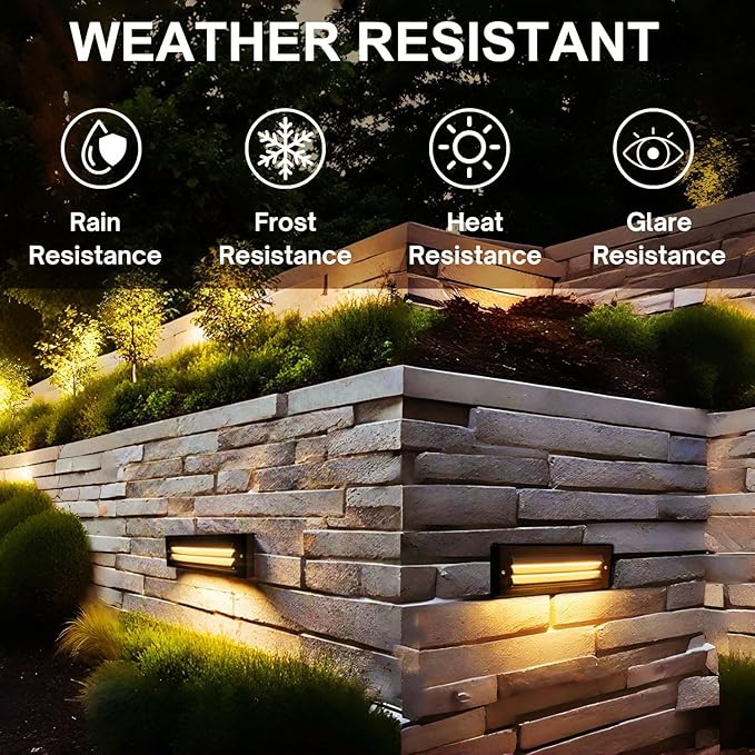 ZONK LED Outdoor Indoor Stair Lights 6W 120V Landscape Pathway Step Lights 10Inch 3000K Non-dimmable IP65 Waterproof Staircase Light Deck Lighting Retaining Wall Lights Pack of 6