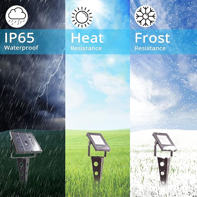 Solar Spotlights Outdoor Waterproof Zeta 6-in-1 Spot Lights Metal Warm White Auto On/Off Dusk to Dawn Landscape Flag Pole Uplights for Outside House Trees Garden Yard Driveway Pathway Lawn