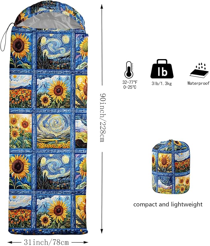 QOOMO Camping Sleeping Bags3 Season Warm &amp Cool WeatherLightweightWaterproof Sleeping Bags for Adults &amp KidsTravelingand OutdoorsCamping Gear Equipment