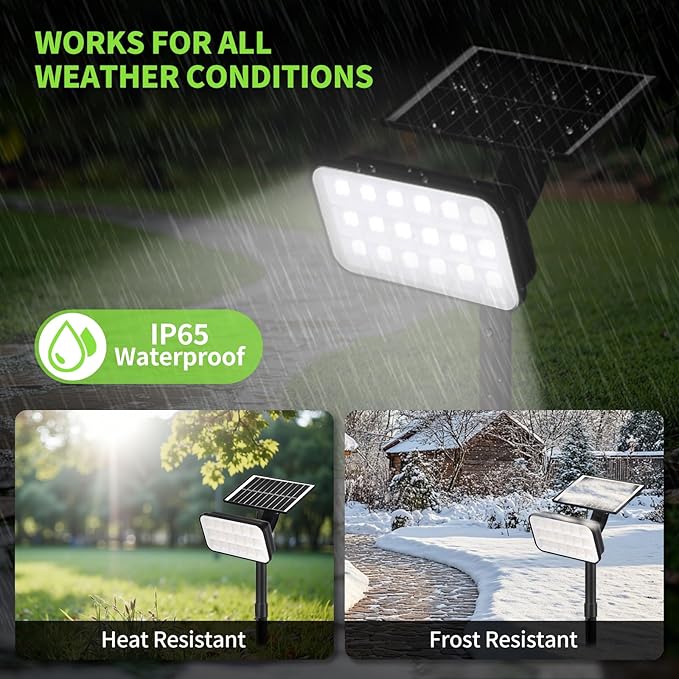 Solar Spot Lights Outdoor 72 LEDs Landscape Lighting with 3 Lighting Modes and Auto On/Off 360° Adjustable IP65 Waterproof Solar Powered Landscape Lights for Yard Garden Pathway 6 Pack