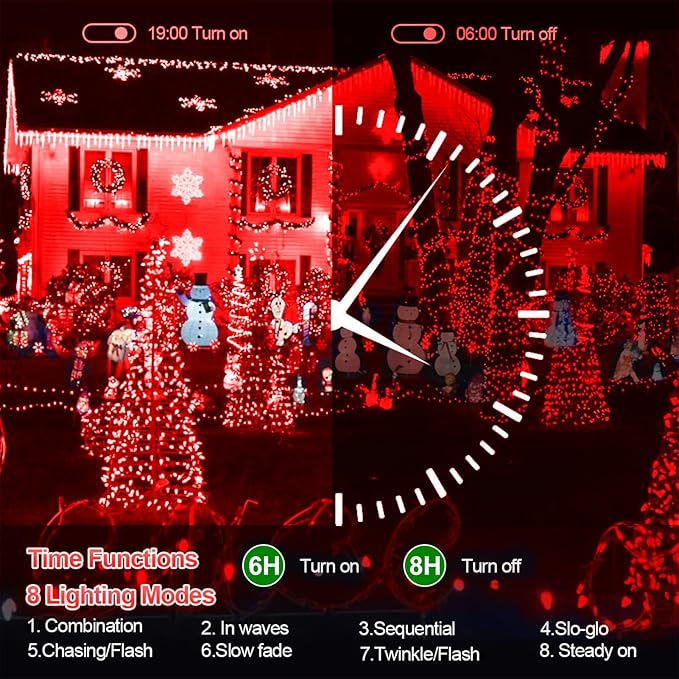 XURISEN 403FT Christmas Lights 1000 LED Super Long String Lights 8 Modes &amp Memory Timer Plug in Twinkle Fairy Lights Decor for Home Xmas Party Wedding