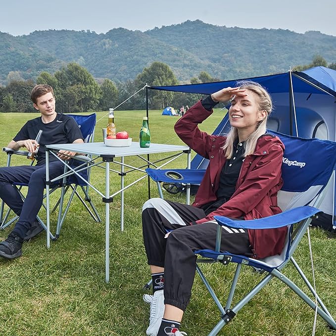 KingCamp Oversized XL Camping Chair Heavy Duty 500lbs Folding Couch for Adults Padded Large Comfortable Sofa Seat with Cooler Bag Cup Holder for Outdoor Sports Fishing Patio Lawn