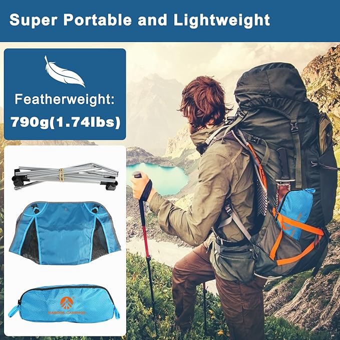 Ultralight Folding Camping Chair Low Lightweight Foldable Camp Chairs with Carry Bag for Hiking Backpacking Picnic Outdoor Concert Sports Events Beach