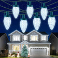 Minetom C9 LED Christmas Lights Outdoor 81FT 100 LED C9 String Lights Waterproof Connectable 8 Modes with Timer &amp Memory Function for Tree Home Yard Party Indoor Outside Cool White