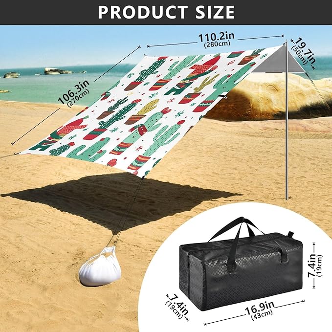 Christmas Cactus FlowerCamping Sun Shelters 9.2 x 10.5 FT Beach Canopy Tent Sun Shade with Carrying Bag for Camping Trips Fishing Backyard Fun or Picnics 21341179