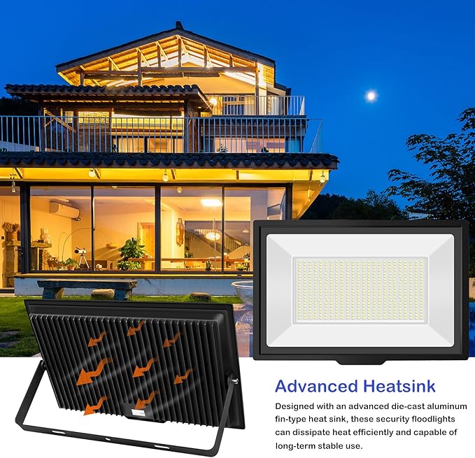 500W LED Flood Lights Outdoor 2 Pack IP66 Waterproof 6000K Daylight White Security Lights Outside Bulb Exterior Wall Lights for Yard Stadium Garden