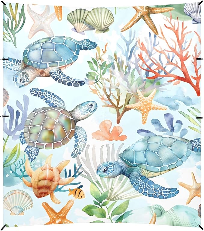 Sea Turtles Camping Sun Shelter Beach Tent Portable Beach Sun Shade Outdoor Canopy for Camping Trips Fishing Picnic