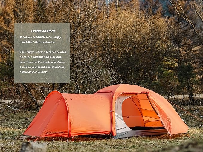 Triphyr Backpacking Tent with F-Nexus Extension 2-Person Combo Attachable Extension Shelter Lightweight 2 Person Tent for Backpacking Camping Hiking &amp Biking