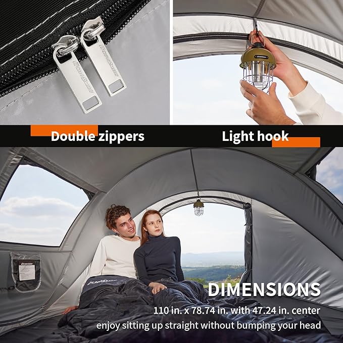 EchoSmile Instant Pop Up Camping Tent 2/4/6 Person Easy Setup Tent Water Resistant Dome Portable with Carry Bag
