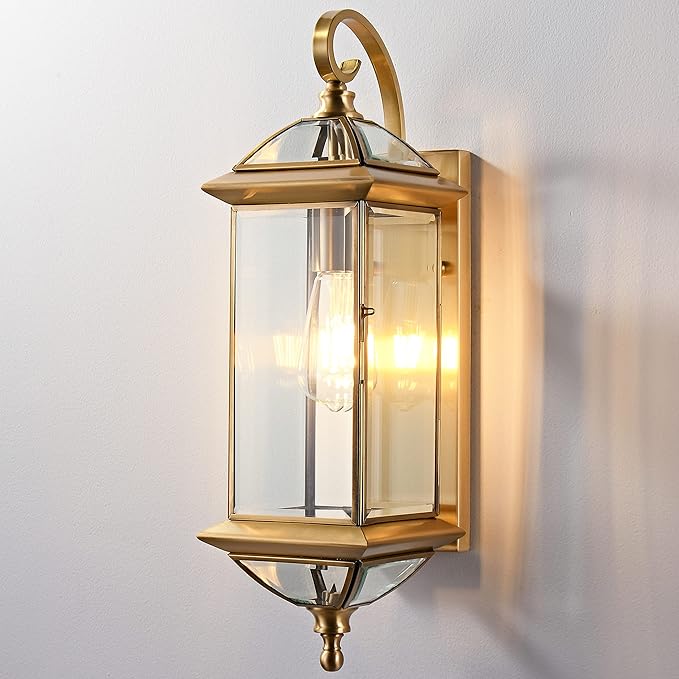 20'' H Brass Porch Light Copper Outdoor Light Fixture Oil Rubbed Finish Exterior Light Fixtures Large Outdoor Wall Lantern for PatioGarageFront Porch 1 Pack