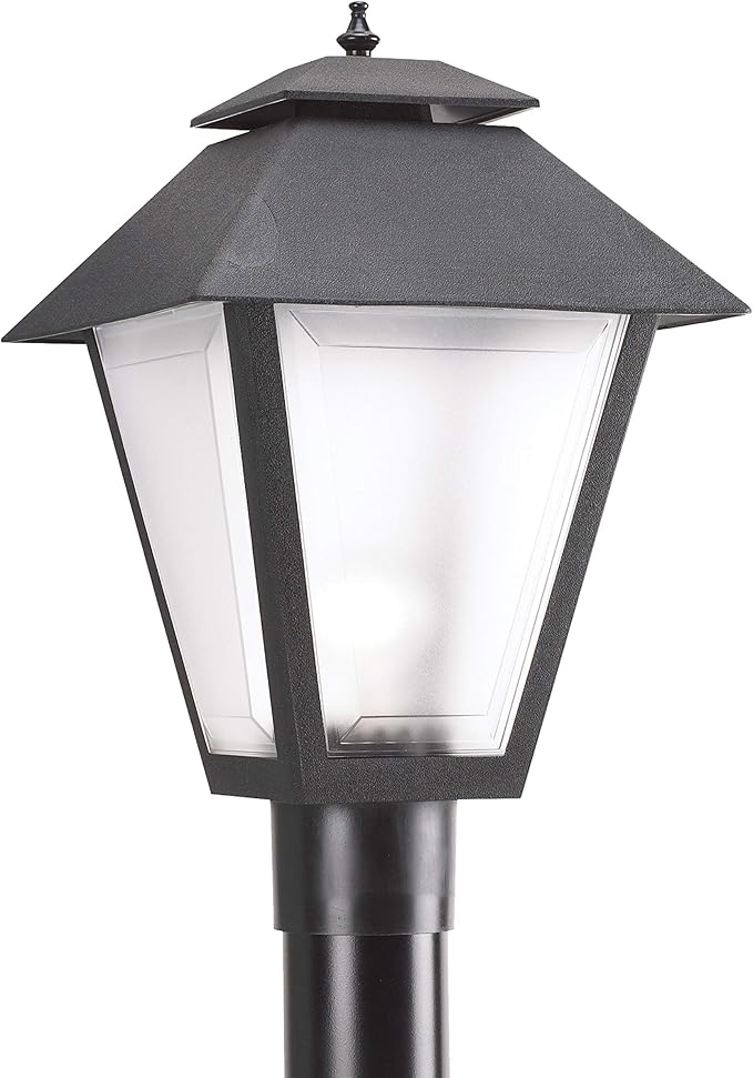 Generation Lighting 82065-12 Polycarbonate One-Light Outdoor Post Lantern Outside Lighting Black Finish