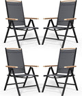 YITAHOME Aluminum Folding Patio Chairs Set of 4 Portable Patio Folding Chairs w/ 8-Position Backrest Breathable Folding Outdoor Chairs w/Sturdy Frame for Indoor &amp Outdoor Activities Black