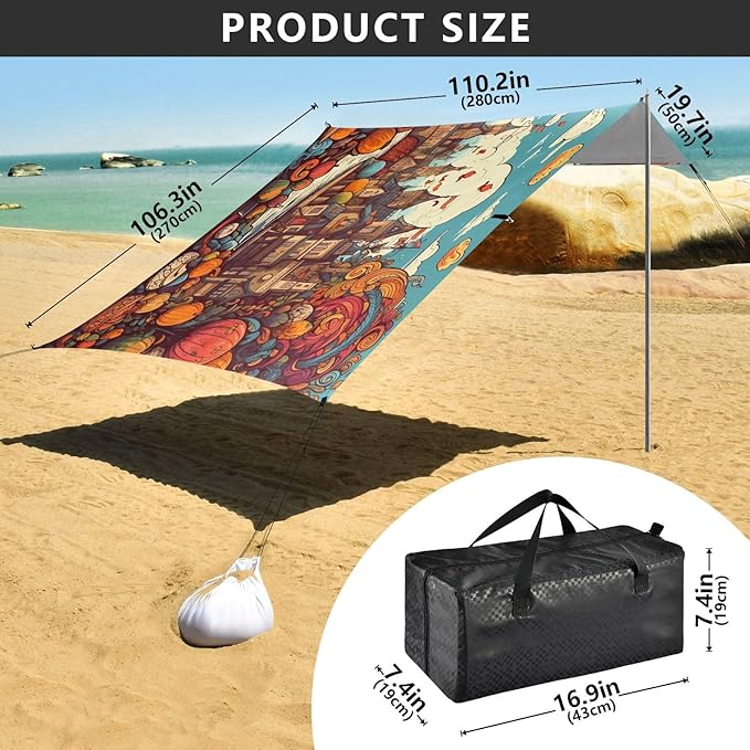 Fall PumpkinCamping Sun Shelters 9.2 x 10.5 FT Beach Canopy Tent Sun Shade with Carrying Bag for Camping Trips Fishing Backyard Fun or Picnics 21341612