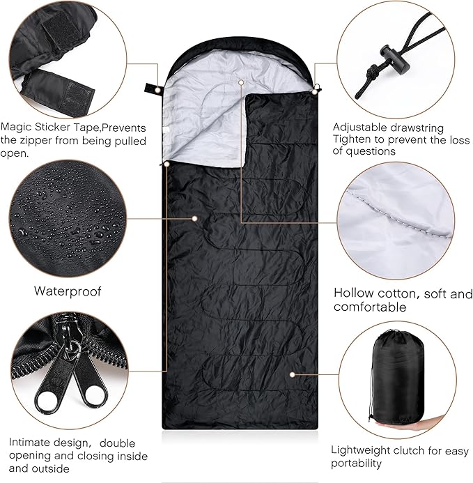 Tranqun 10 Packs Sleeping Bags Bulk for Adults Homeless Sleeping Bag Liner Waterproof Cold Weather for Charity Homeless Camping Hiking Backpacking Outdoor Activities