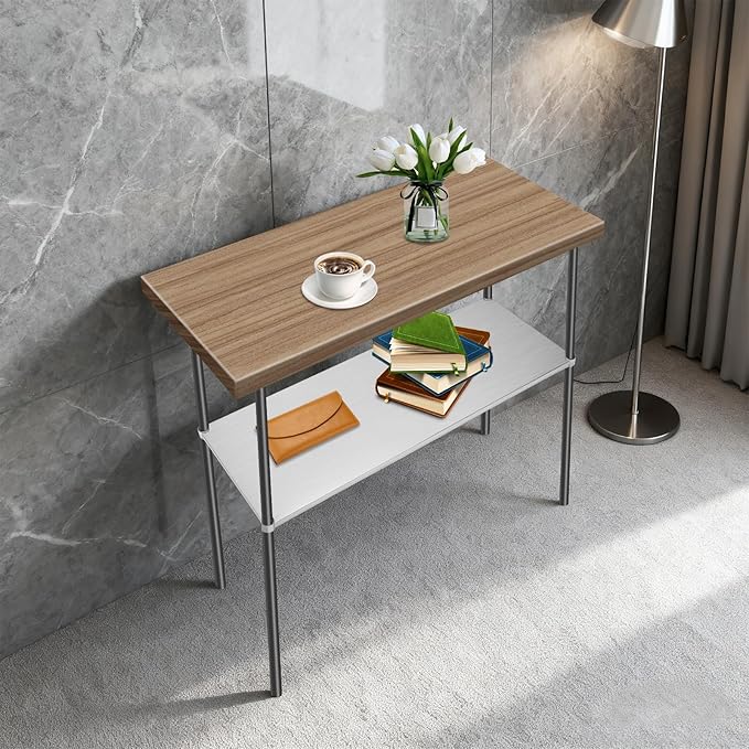 Eapmic Undershelf for Work Tables Adjustable Lower Shelf Stainless Steel Bottom Shelf Add for Commercial Prep Table Restaurant Kitchen Bakery Garage Workshop Use (57.09x21.65in)