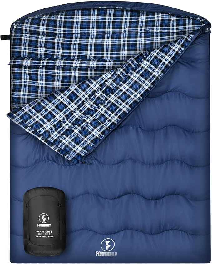 0 Degree Flannel Double Sleeping Bag for Adults Couples or Family - Winter Queen Size Waterproof &amp Warm 2-Person Sleeping Bag for Cold Weather Camping RV Travel