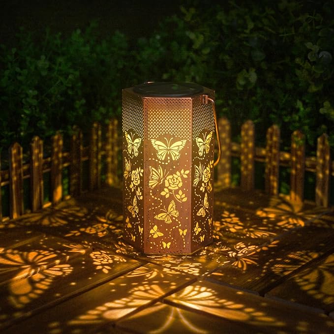 Butterfly Solar Lights Outdoor -Mothers Day Gifts for Mom Grandma Birthday Gifts for Women Butterflies Solar Lanterns Outdoor Waterproof Garden Decoration for Outside