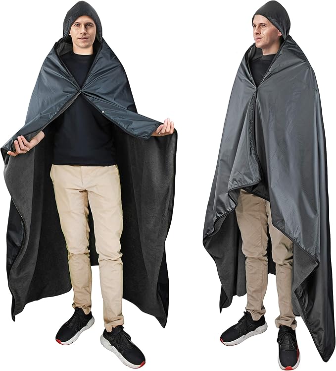 Catalonia Waterproof Stadium Blanket Windproof Wearable Poncho for Football Sideline &amp Sports Events for Fans Portable Durable Outdoor Blanket for Camping &amp Tailgating