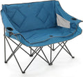 ARROWHEAD OUTDOOR Portable Folding Double Duo Camping Chair Loveseat w/ 2 Cup &amp Wine Glass Holder Heavy-Duty Carrying Bag Padded Seats &amp Armrests Supports up to 500lbs USA-Based Support