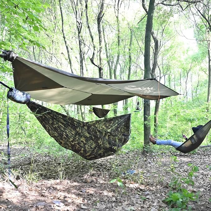 Onewind Premium 12' Camping Double Hammock with Tree Straps and Bug Net for Travel Camping Backpacking and Hiking