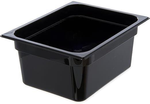 Carlisle FoodService Products Storplus 1/2-Size Food Pan for Catering Buffets and Restaurants Polycarbonate 6 Inches Deep Black (Pack of 6)