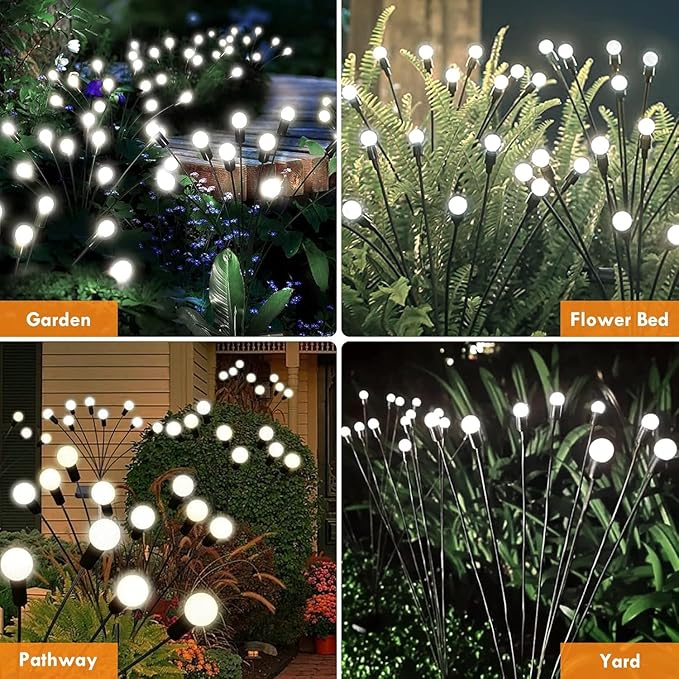 Solar Garden Lights 8 Pack 64LED Solar Firefly Lights Waterproof Garden Light Outdoor with 2 Lighting Modes Swaying Light for Outside Yard Walkway Patio Lawn Flower Bed Decoration (Cool White)