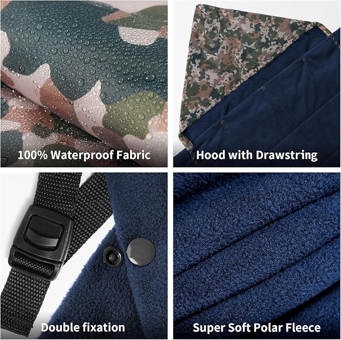 Waterproof Stadium Blanket Soft Warm Fleece Camping Blanket Wearable Camping Blanket for Outdoor Camping Picnic Stadium Sports Beach Car