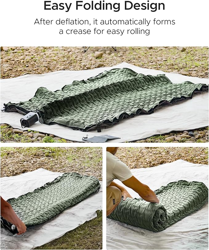 Acacia 4 Thick Self Inflating Sleeping Pad with Foam Innovative Y-Shaped Telescopic Structure Ultraportable Camping Air Mattress with Pump Sack Easy Roll Up Sleep Bed for Travel Tent Car