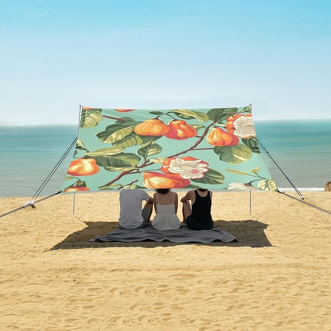 Beach Tent Sun Shelter Cashew Nuts on Tree Lightweight &amp Easy Setup Beach Shade Canopy for Camping Fishing
