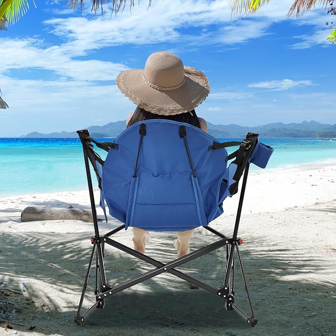 Hammock Camping Chair with Leg RestLightweight Portable Outdoor Chair for Camping and Hiking Supports 350lbs-Blue