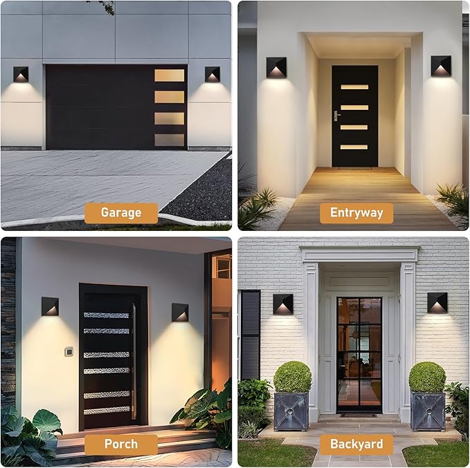 QQCherry Outdoor Light Fixture Wall Mount 8W LED Exterior Lighting fixtures for Outside Modern Front Porch Lights Waterproof Black Wall Sconce for House Patio Garage Doorway Entryway
