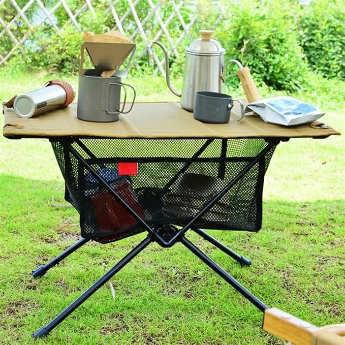 Camp Table Storage Bag Mesh Tripod Organizer for Camping Picnic and Outdoor Folding Table Under Table Storage Bag Black