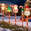 5 Pack Christmas Pathway Lights-Solar Powered Outdoor Garden Snowman Santa Claus Elk Christmas Tree Candy Cane Path Lights Landscape Lighting Waterproof Decorative Lights
